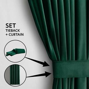 Tmavozelený zamatový dimout záves 140x245 cm Pleat – Restilo