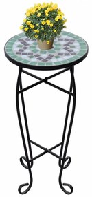 Mozaikový stolík na kvety keramika Dekorhome Zelená