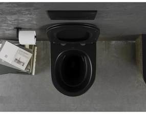 Mexen Lena, závesná toaletná misa 480x360x355 mm s pomaly padajúcim sedátkom, čierna matná - zlatý vzor, 30224078