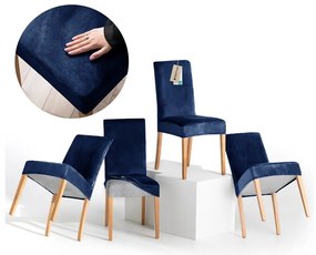Modré napínacie poťahy v súprave 4 ks na stoličku 48 cm Sento – Restilo