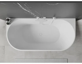 Mexen Oval, voľne stojaca nástenná vaňa 180 x 80 cm, biela-čierna, biely prepad, 52671808075-20