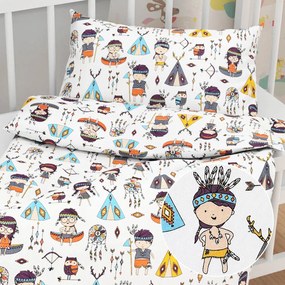 Biante Detské bavlnené posteľné obliečky do postieľky Sandra SA-045 Malí indiáni Do postieľky 100x135 a 40x60 cm