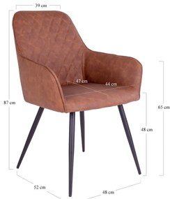 Hnedé čalúnené jedálenské kreslá v súprave s podrúčkami 2 ks Harbo – House Nordic