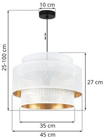 Závesné svietidlo Asti, 1x biele PVC tienidlo, (fi 45cm), g, b