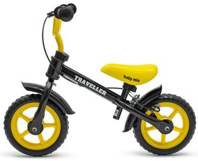 Detský balančný bicykel s brzdou Baby Mix Traveller čierny