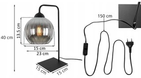 Stolná lampa Costa, 1x grafitové sklenené tienidlo, b