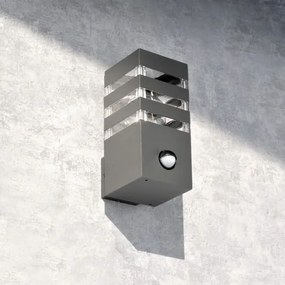 Vonkajšie nástenné svietidlo so senzorom TEKSAS 1xE27/12W/230V IP44 antracit