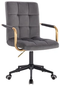 LuxuryForm DESIGN Stolička VERONA GOLD VELUR na čiernej podstave s kolieskami - tmavo šedá