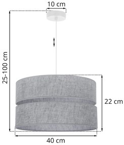 Závesné svietidlo Len, 1x šedé textilné tienidlo, (fi 40 cm), w