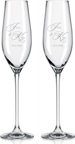 Svadobné poháre na sekt Monogram lásky 2 ks