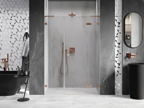 Mexen Lunar L, pravé otočné sprchové dvere 155 cm, 8mm číre sklo, medený matný profil, 834SL-155-050-65-00-P