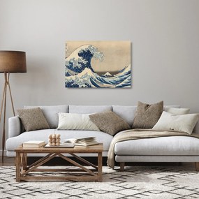 Sklenený obraz - Katsushika Hokusai, Under the Wave off Kanagawa, reprodukcia (70x50 cm)