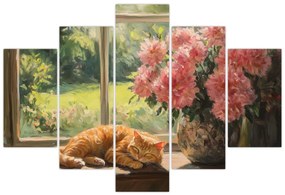 Obraz - Mačka na okne (150x105 cm)