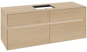 VILLEROY &amp; BOCH Collaro závesná skrinka pod umývadlo na dosku (umývadlo v strede), 4 zásuvky, s LED osvetlením, 1400 x 500 x 548 mm, Nordic Oak, C131B0VJ