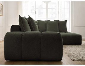 Zelená ženilková rozkladacia/s úložným priestorom rohová pohovka (pravý roh/do L) Everest – Bobochic Paris