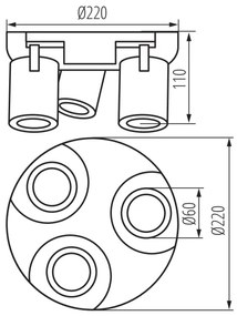 Kanlux 38963 - Bodové svietidlo LAURIN 3xGU10/10W/230V mosadz/čierna
