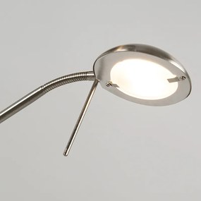 Stojacia lampa oceľová a čierna s nastaviteľným ramenom na čítanie - Luxor