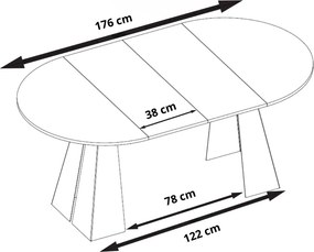 Moderný rozkladací jedálenský stôl ADNAN Veľkosť stola: 100 - 180 cm