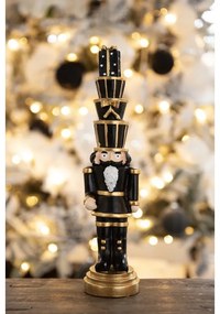 Čierna vianočná dekorácia Luskáčik s darčekmi - 8*7*33 cm