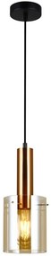 ITALUX PND-5581-1-BRO+AMB - Luster na lanku SARDO 1xE27/40W/230V čierna/mosadz