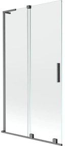 Mexen Velar L, 2-krídlová posuvná vaňová zástena 100 x 150 cm, 8mm číre sklo, brúsený grafit, 896-100-003-01-66