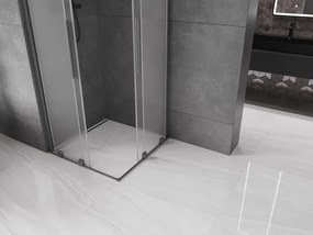 Mexen Velar Duo, sprchový kút s posuvnými dverami 90 x 90 cm, 8mm sklo námraza, brúsený grafit, 871-090-090-32-95