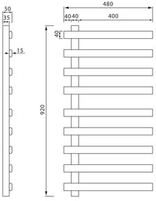 Sapho Sapho, ELCOR elektrický sušiak uterákov 480x920x50mm, 128W, biela matná, EB450