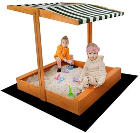 Detské drevené pieskovisko so strieškou Baby Mix 120x120 cm zeleno-biele
