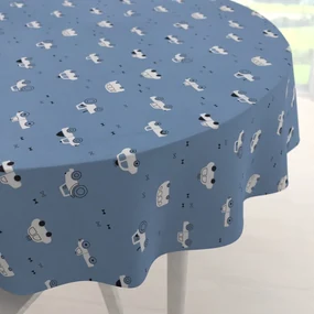 Biante Detský bavlnený okrúhly obrus Sandra SA-589 Traktory a autíčka na modrom Ø 40 cm
