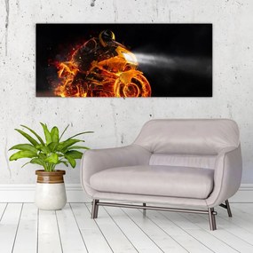 Obraz - Motorkár s plameňmi (120x50 cm)