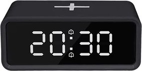 Solight CA07B - Digitálne hodiny s Qi bezdrôtovou nabíjačkou 230V/CR2032 čierne