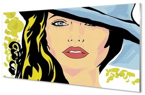 Obraz na skle žena klobúk 100x50 cm