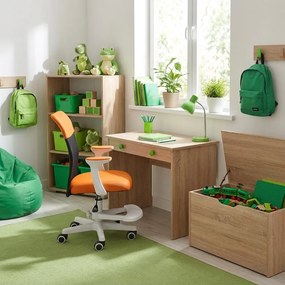 Detská stolička Neoseat MONKEY WHITE s podnožou — látka, biela / oranžová