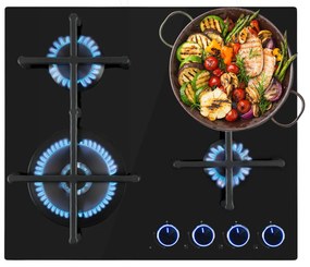 Klarstein Illuminosa 4, plynová varná doska, 4 Sabaf horáky, sklokeramika