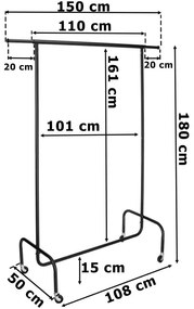 Vešiakový stojan na kolieskach HARUN čierny