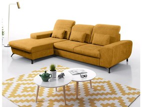 Rozkladacia rohová čalúnená sedacia súprava ALTA v tvare L s úložným priestorom, ľavostranná, žltá