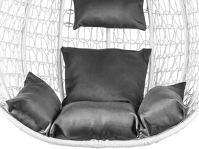 Biele závesné kreslo KOKON bez stojanu, sivý vankúš