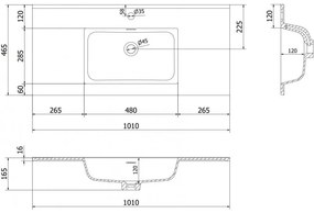 Mexen Otis, umývadlo na zapustenie 101 x 46,5 cm, čierna matná, 25181071