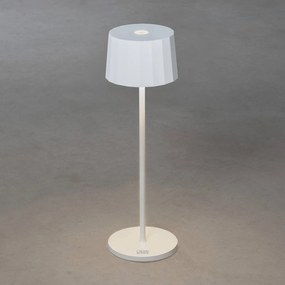 Stolná LED lampa Positano do exteriéru, biela