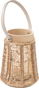 Lucerna s flitrami CONE GLAM 22 cm, prírodná