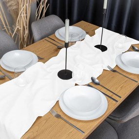 Biante Mušelínový behúň na stôl MSN-079 Snehovo biely 35x160 cm