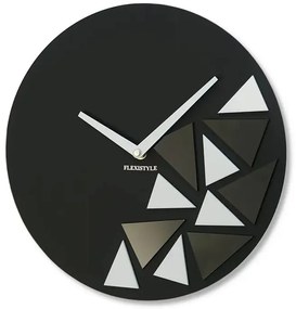Nástenné akrylové hodiny TRIANGLES čierny mat 30cm