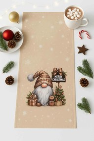 Vianočný obrus Škriatok hnedý 40x170cm TiaHome