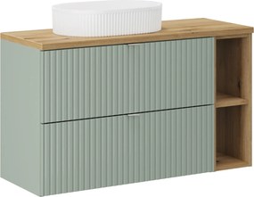Comad Kúpeľňová skrinka s doskovým umývadlom SET-LRG B OAK 100 zelená/dub coast evoke