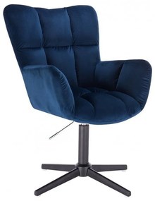 LuxuryForm DESIGN Otočné kreslo AURORA VELUR na čiernom kríži - modré