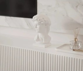 Moderná závesná TV skrinka Dorothy hladká + drážky 300 cm biela
