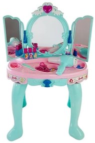 LEAN TOYS Toaletný stolík Beauty Set so zrkadlovým svetlom modro-ružový