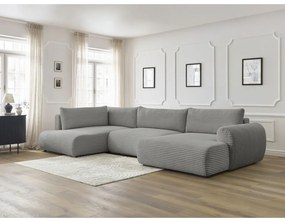 Tmavosivá menčestrová rozkladacia/s úložným priestorom rohová pohovka (ľavý roh/do tvaru "U") Lucien – Bobochic Paris