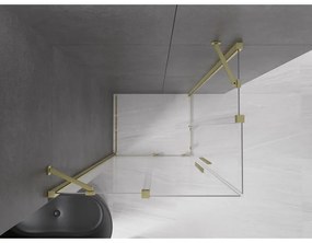 Mexen Velar Duo, sprchový kút s posuvnými dverami 90(dvere) x 80(dvere) cm, 8mm číre sklo, zlatý matný profil, 871-090-080-02-55