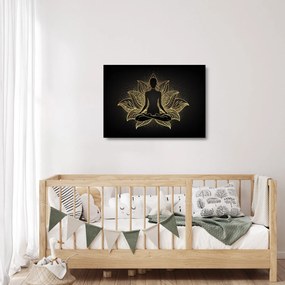 Sklenený obraz siluety v lotusovom kvete (70x50 cm)
